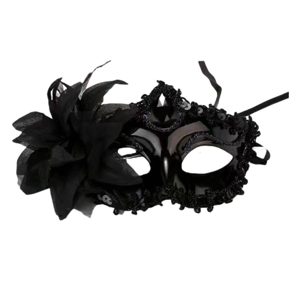 Lady Princess Diamond Decorated Venetian Mask Half Face Sexy Style Feather Mask Flower Design Masquerade Mask Dance Party