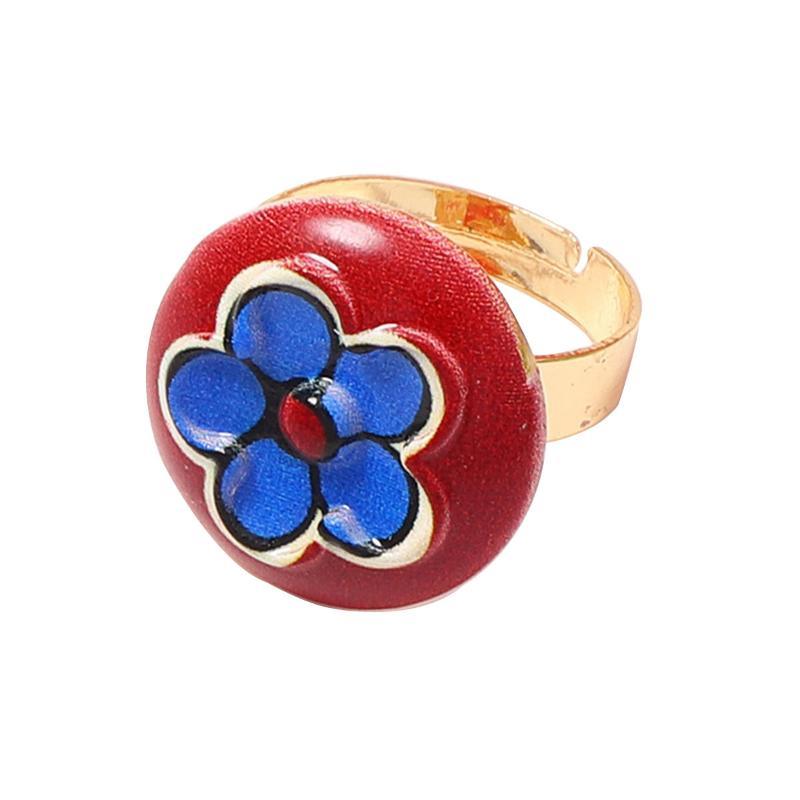 Vintage Geomertric Round Heart Drip Oil Rings For Women Men Temperament Personality Adjustable Rings Banquet Jewelry Accessories