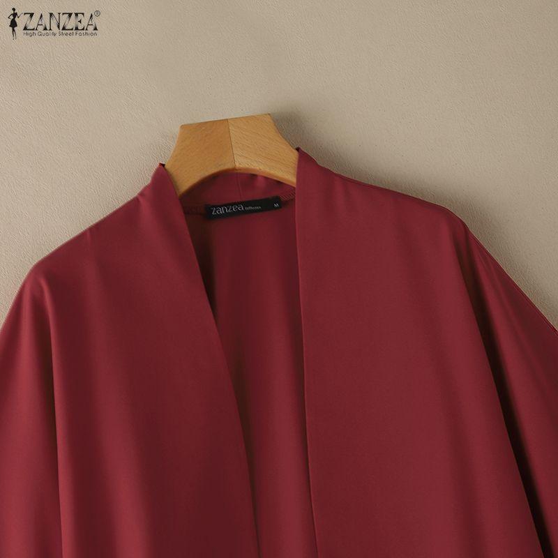 ZANZEA Womens Casual Open-front Loose 3/4 Sleeve Cardigan Cover Up Blouse