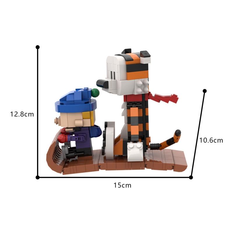 

MOC Calvined and Hobbes Model Building Blocks Sleigh Tiger Cartoon Activity Figure Assembled Brick Toy Children s Birthday Gift