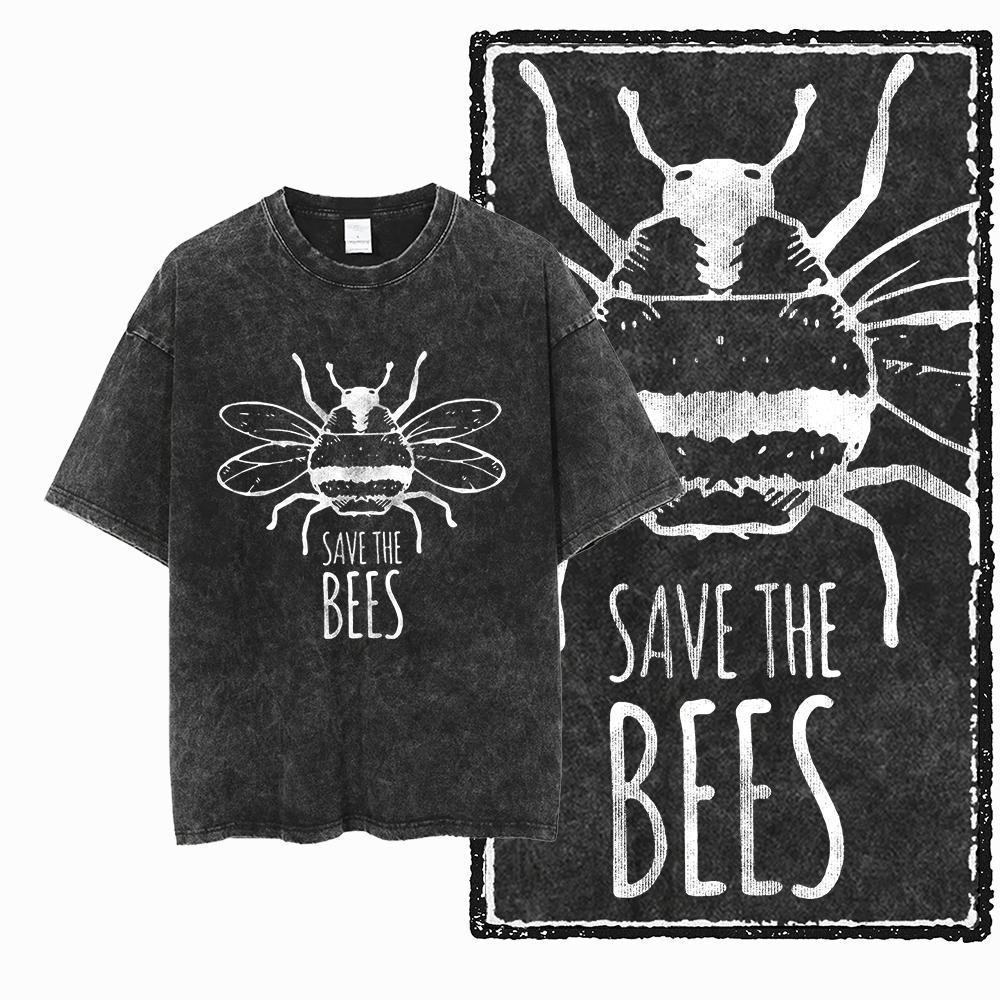 DE BEES Printed Acid Washed Cotton Exclusive Graphic Unisex T Shirt Cool Vintage Streetwear Men Tshirts Big Size Tee for men