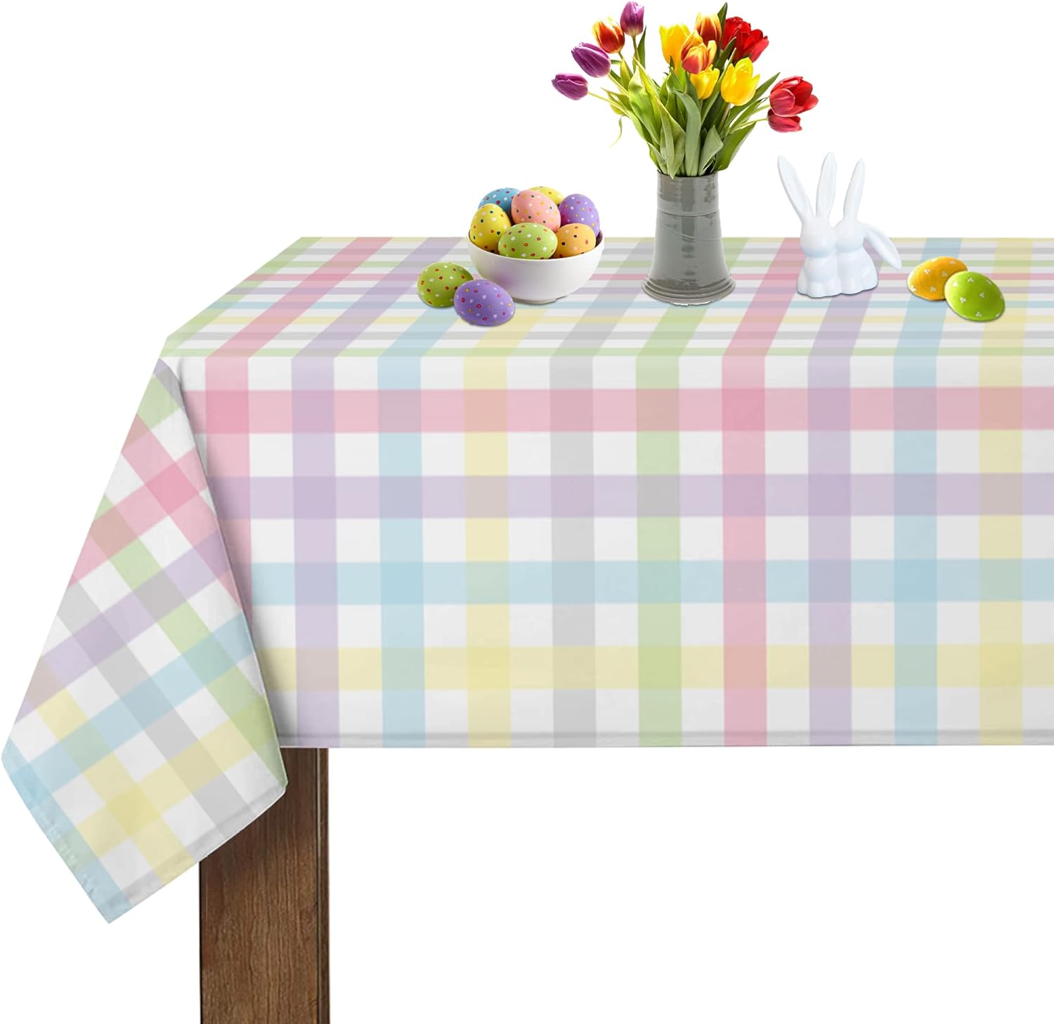 Jingyue Pet Unisex Spring Watercolor Buffalo Plaid Rectangle Tablecloth Wedding Party Decor Kitchen Dining Waterproof Table Cloths Home Decorations