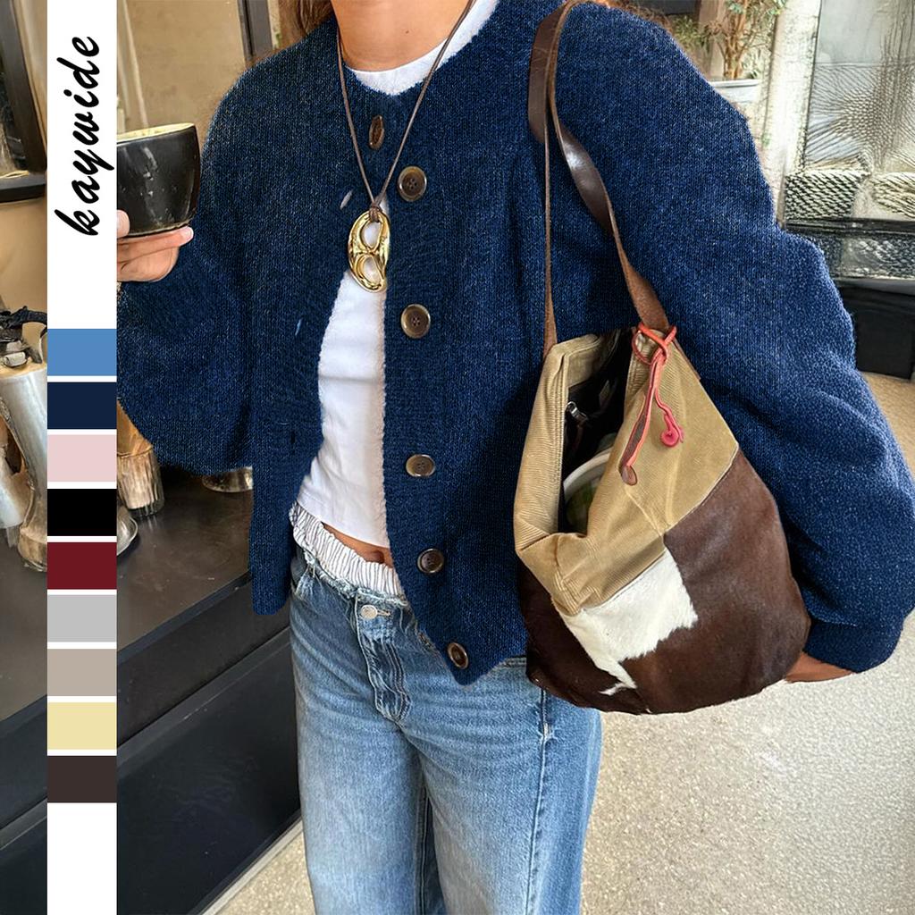 Lässiger Stil Knopf Wollhemd Damenpullover Damen 2025 Herbst Winter