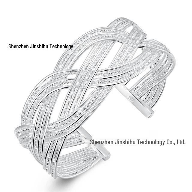 WISH Stylish Geometric Small Braided Bracelet, 925 Silver Plated