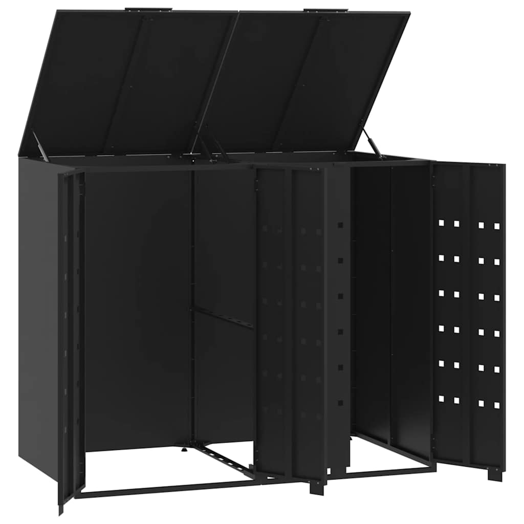 2 Ton Waste Bin Enclosure Black 138 X 79 X 117 Cm Steel