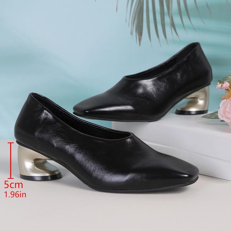 Fashion Summer New Square Head Shallow Mouth Single Shoes Women Fashion Set Foot Anti-slip Wear Opposite Sex Heel Shoes