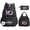 3Pcs/set 26 English Letter K-Pop Demon Hunters Printed Large Capacity Backpack with Lunch Bag Pengcil Case for Teenager Girl Boy Bookbag Travel Bag