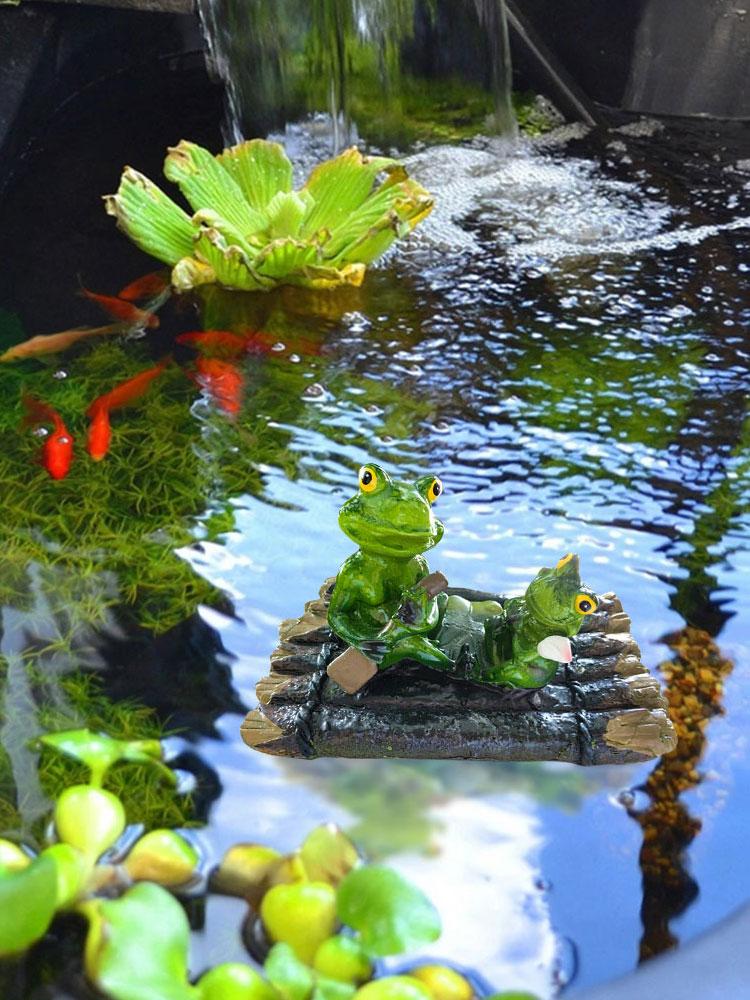 Garden Ornaments Frog Statue Water Floating with Frog Ornament Lovely Frog Figurine Statues for Patio Balcony Yard Ornament