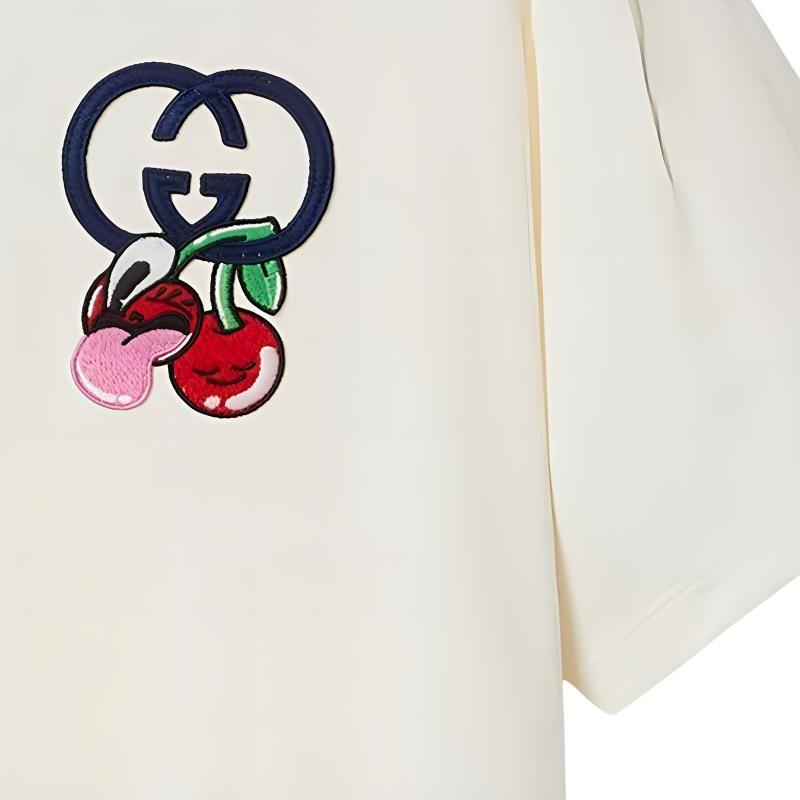 GUCCI T Shirts Men's Ecru Crew Neck Moderate Straight Fit 785345-XJGIK-9088