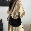 Zipper Solid Flannelette Single Women's Shoulder Bag Simple Retro Commuting Crossbody Bags 2026 New Style Suede Dumpling Bag