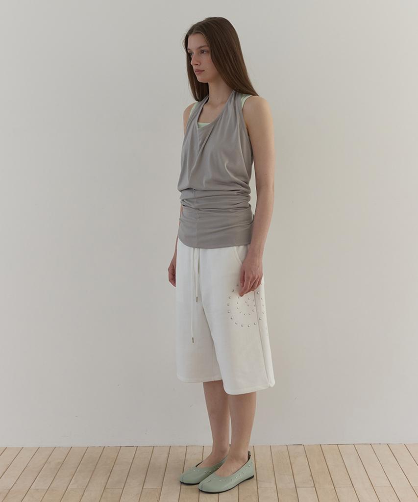 Asula Stud Jersey Bermuda Pants (Ivory)