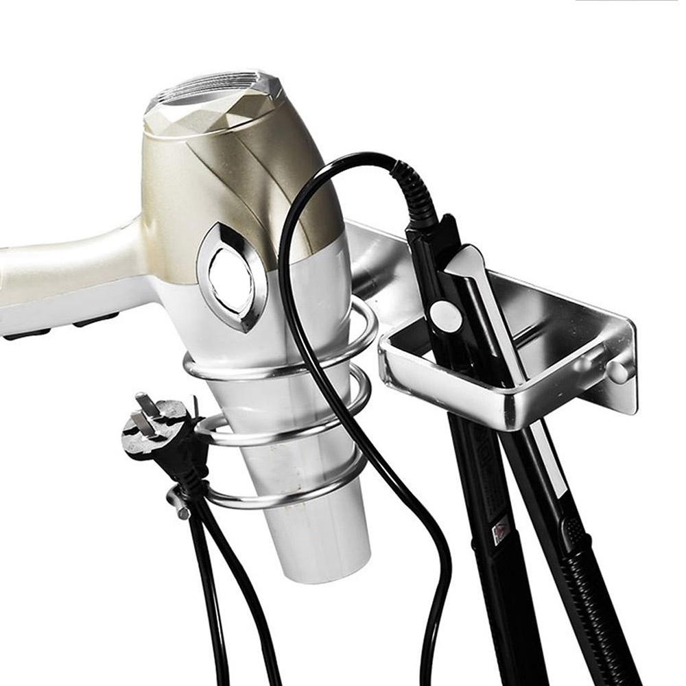 Halter Set Föhnständer Badezimmeraufbewahrung Wandmontierter Gebläse-Organizer Föhnhalter