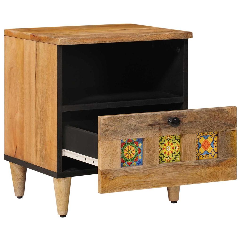 Nightstand Natural 40 X 33 X 46 Cm Solid Mango Wood