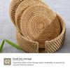 6 Stück Gewebte Rattan-Untersetzer-Set Mit Halter Tischmatte Platzdeckchen Kaffee Tee Tasse Untersetzer Topf Schüssel Matte Glasboden Küchenzubehör