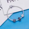 Pandora Purple Sparkling Glass Forget-Me-Not Snake Bone 925 Silver Bracelet Women's Silver PAND00042-OP