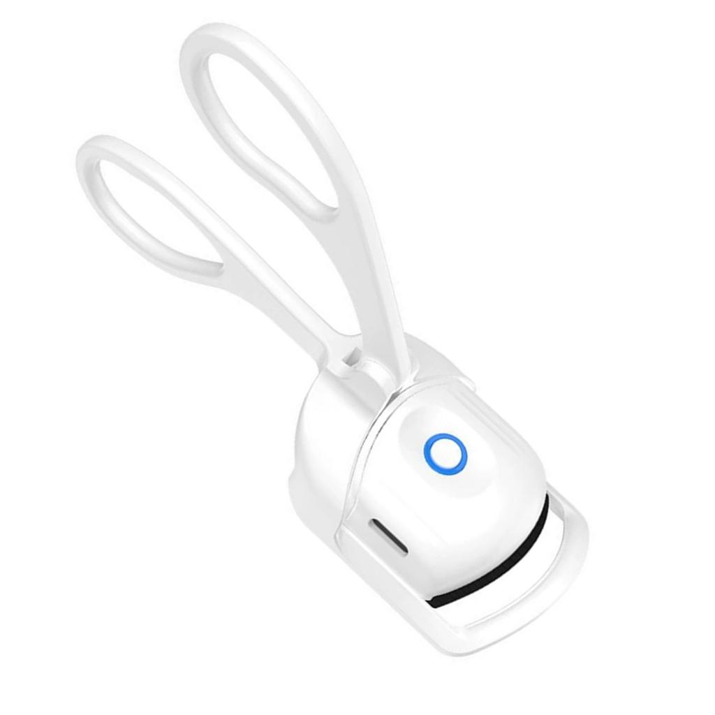 Heated Eyelash Curlers 2 Temperature Controls USB Charging 30 Seconds Heat Plastic Portable Lash Curler for Home White