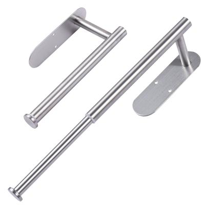 2 pièces Porte-papier toilette antirouille auto-adhésif ou à percer porte-serviettes en papier télescopique
