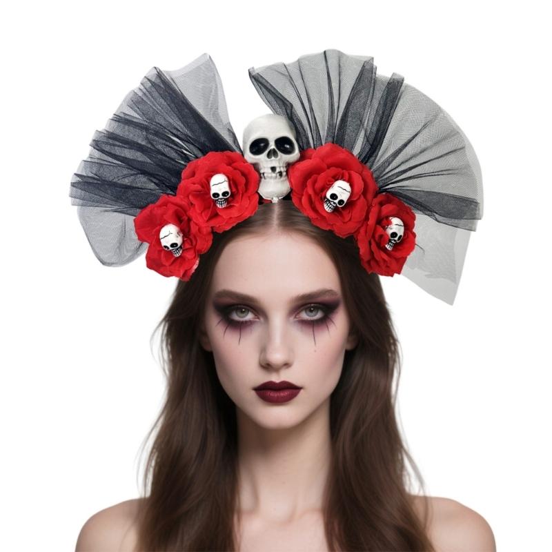 Mexikaner Rosen Florales Krone Girlanden Blumen Stirnband Skelett Florales Stirnband Halloween Dia De Los Muerto Party Kostüm