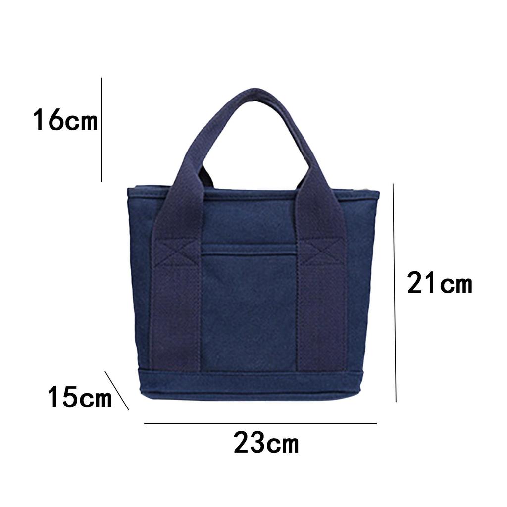 Top Handle Canvas Tote Bag Organizer,Women Shoulder Bag,Handbag for Hiking Picnic Beach , Dark Blue