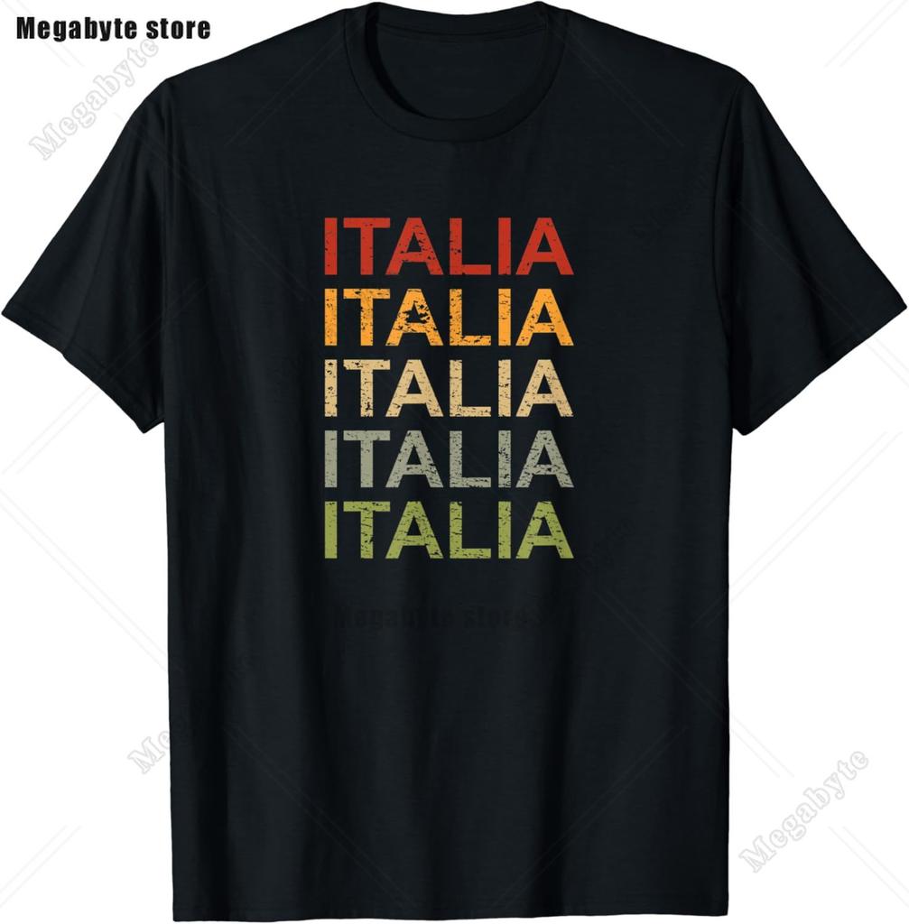 Italia TShirt Italy Flag Coat of Arms Tee Shirt Repubblica Italiana Italian Heritage Vintage T Shirt Guys Streetwear Crew Neck