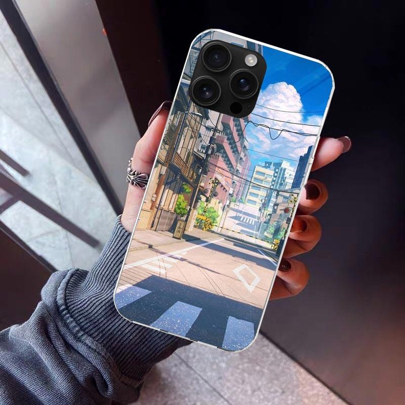 Anime Aesthetic Scenery Phone Case For iPhone 17 Air 16 15 Pro Max 14 Plus 13 Mini 12 11 Cover 7 8 SE Silicone Shell Print Funda
