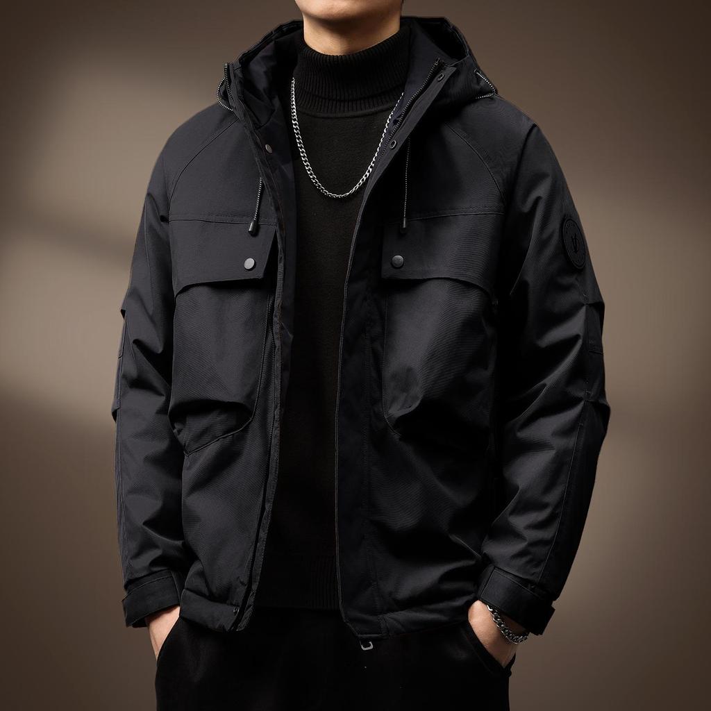 Men's 2025 Autumn/Winter High-End Quilted Thick Cotton Jacket - Trendy Windproof Outdoor Mountaineering Coat