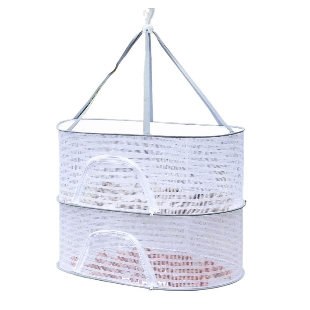 Breathable Mesh Hanging Drying Rack Vegetable Dryer with Rotating Hook Plant Hanging Net for Indoor and Outdoor Use