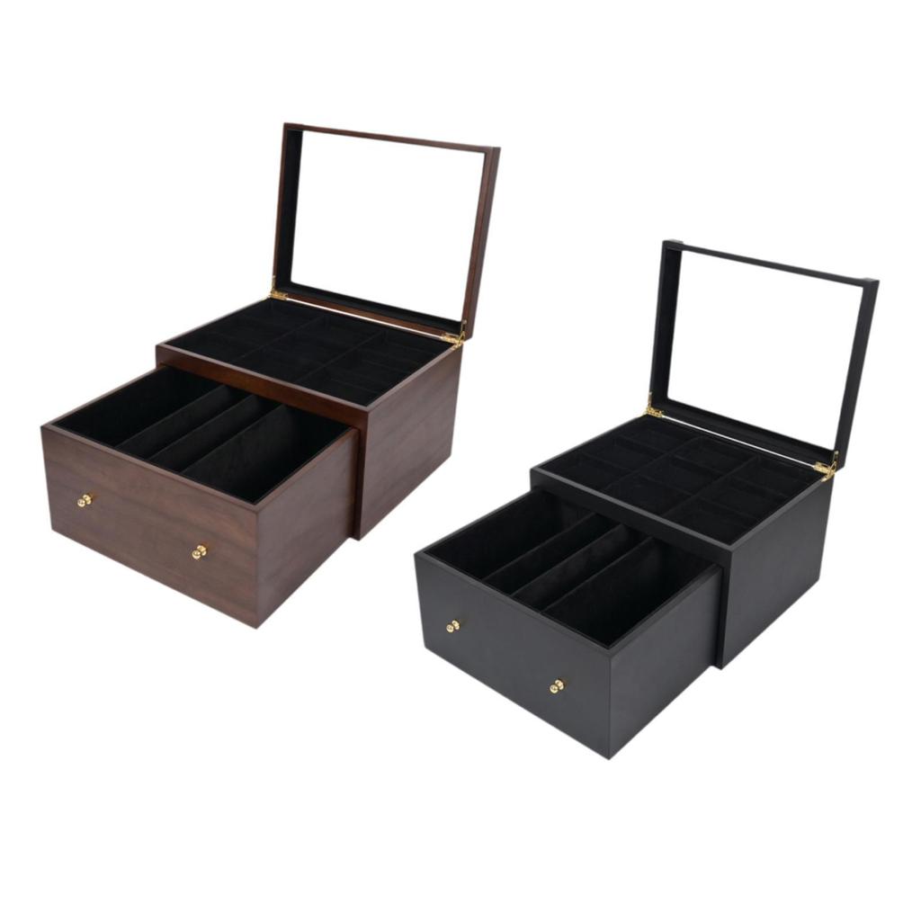 And Practical Wooden Storage Box for Collectible Cards, with Drawer, Case Sports Cards.