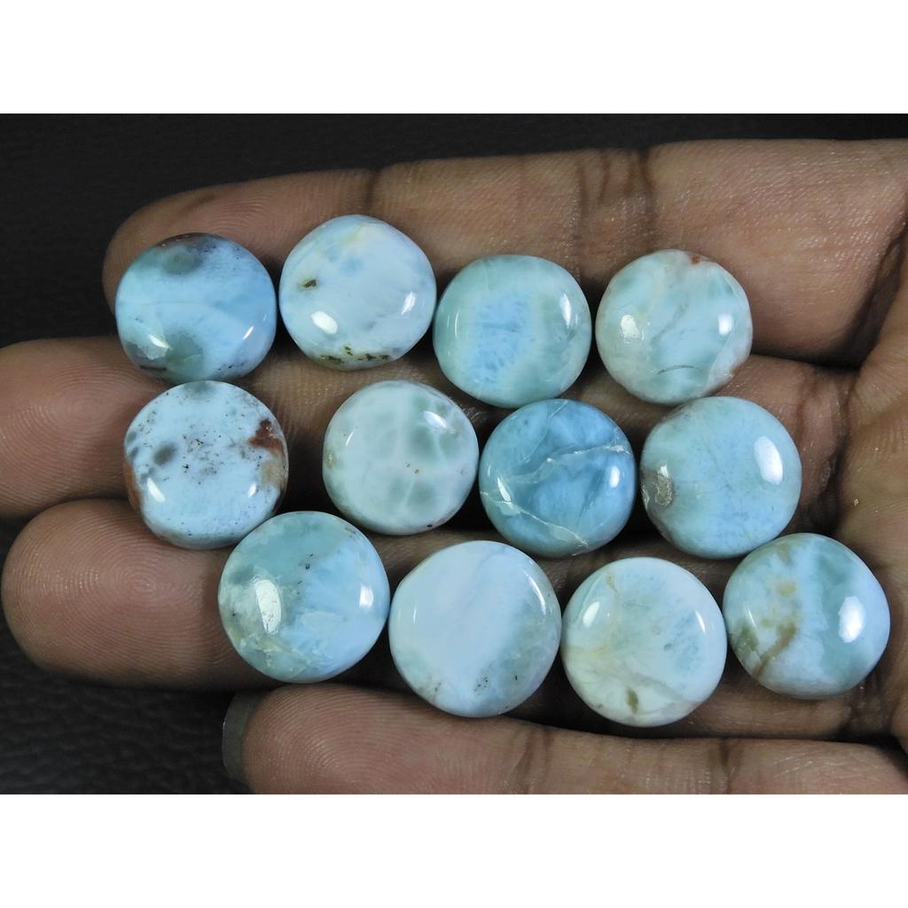 14MM Natural Larimar Pectolite Round Cabochon Loose Gemstone 12Pcs Lot A-411