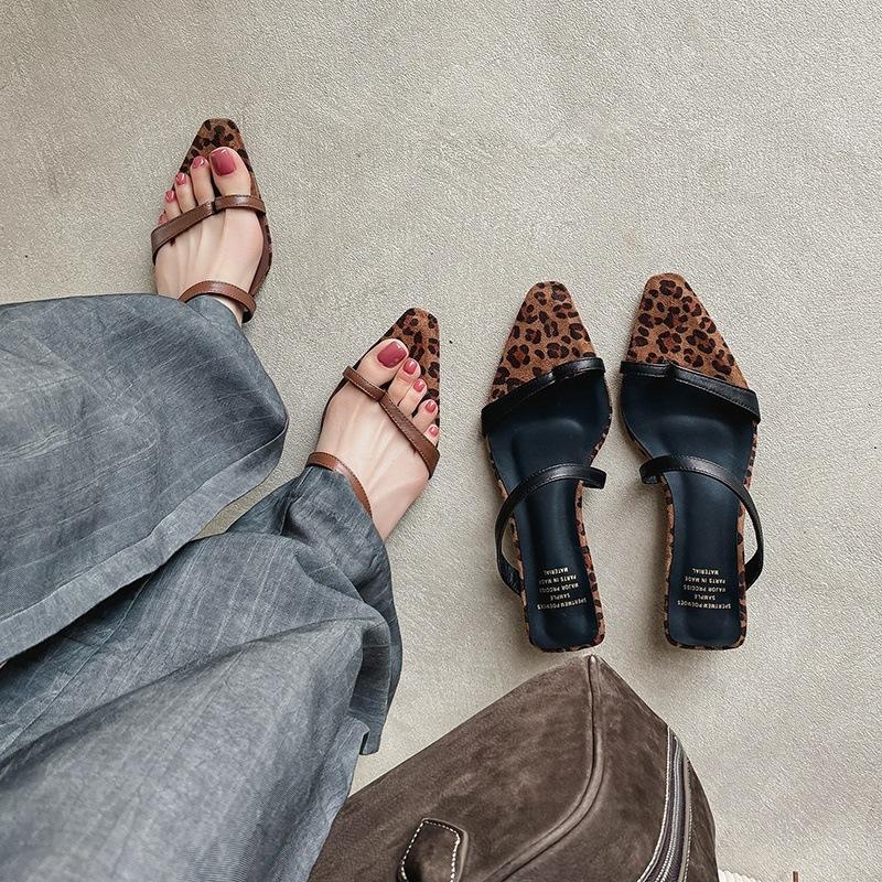 Sexy Set of Toe High Heels for Women's Spring and Summer 2025 New Niche One-word Strap Back Empty Stiletto Half-drag Sandals