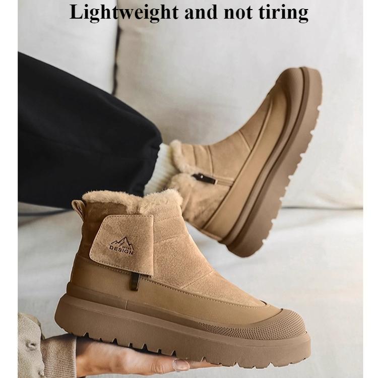 Mens Trendy Large Size Soft Sole Increase Height Winter Warm Fur Snow Boots Padded Lined Ankle Boots Anti-slip Hiking Casual Sports Martin Boots