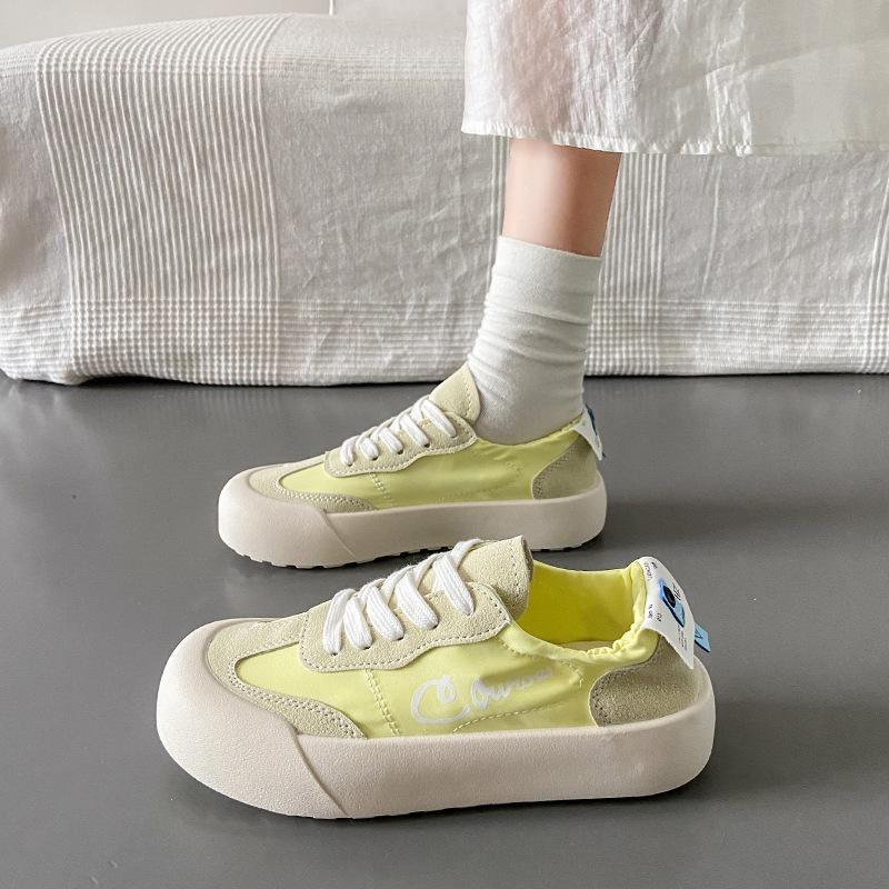 

Летние новые дышащие маленькие белые туфли повседневные туфли с большой головой универсальные корейская версия кеды на платформе туфли-маффины женская обувь 40 жёлтый