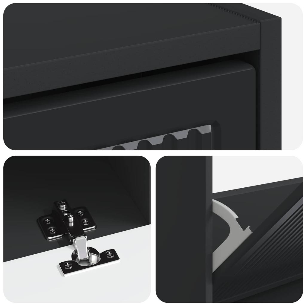 Shoe Cabinet EDE 78 X 24 X 103 Cm Engineered Wood Black