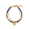 Bohemian Double Layer Natural Stone Beaded Heart Stainless Steel Bracelet For Women