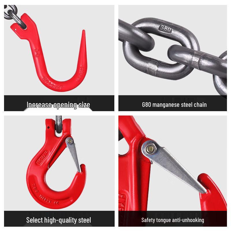 1-Ton 1-Meter Outdoor Manganese Steel Lifting Chain Sling with Double Hooks