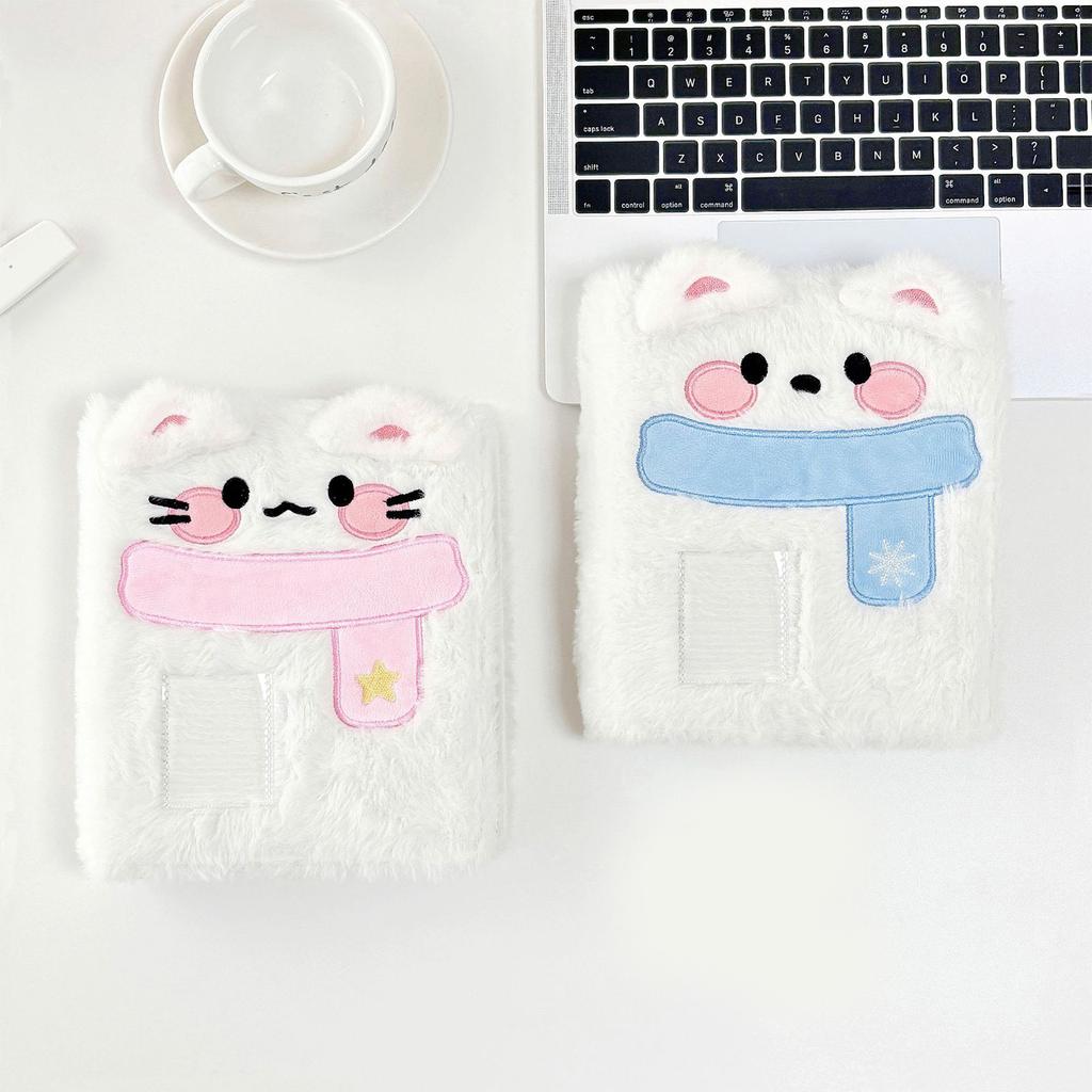 A6 Kpop Photocard Binder Cover Cute Dog Cats Plush Refillable Pages 6 Rings Cartoon Binder Photo Album Shell Organizers