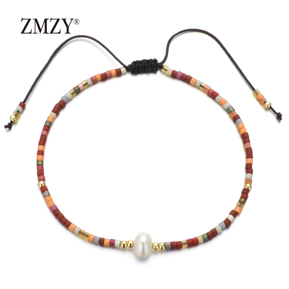 ZMZY Natural Pearl MIYUKI Bracelet Charm Handmade Beaded Glass Seed Beads Bracelets For Women Boho Adjustable Rope Lady Jewellry