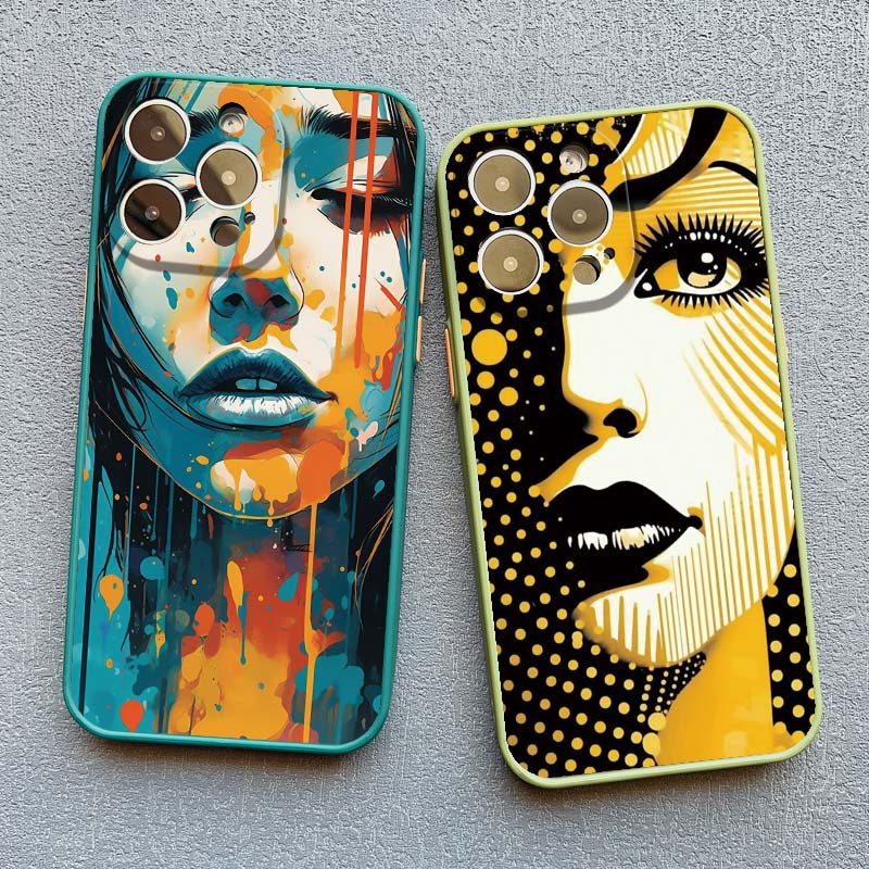 Art Painting Portrait Close-up Phone Case For iPhone 16 13 11 12 14 15 Pro Max Mini XR XS X 15 14 7 8 Plus SE2 Back Cover Funda