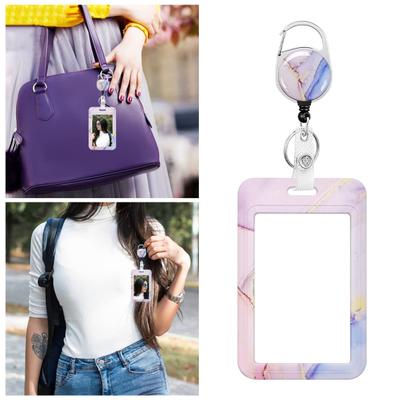 Suporte de crachá de identificação de superfície lisa Cobertura total prática Fixação integrada Cartão de trabalho Fivela fácil de puxar