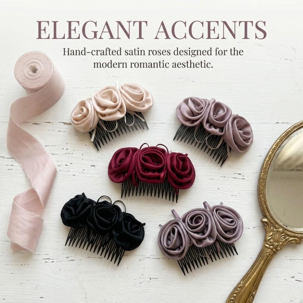 Solid Color Flowers Hairpin Bohemian Chignon Hair Clip Hair Accessories Floral Hair Comb  Daily