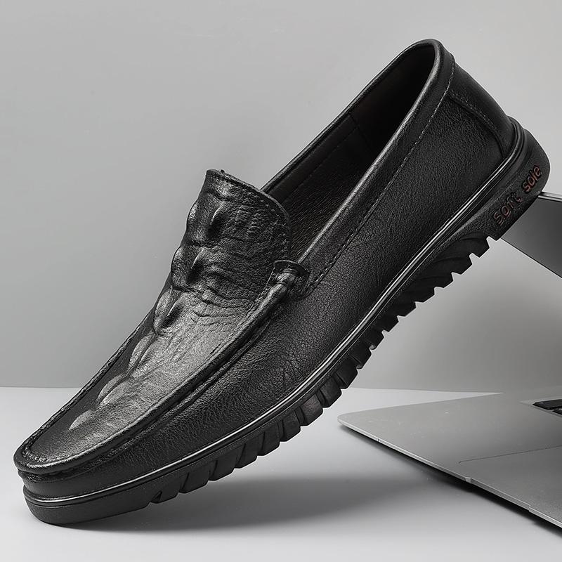 

Модная мужская обувь из спилковой кожи, офисная повседневная, мужские лоферы слипоны, деловая дышащая нескользящая обувь для вождения, с узором под аллигатора 45
