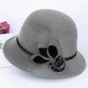 Pălărie de damă elegantă cu bor lat, ține cald, culoare solidă, iarnă, toamnă, pălărie dom pentru damă cu floare pentru purtare zilnică