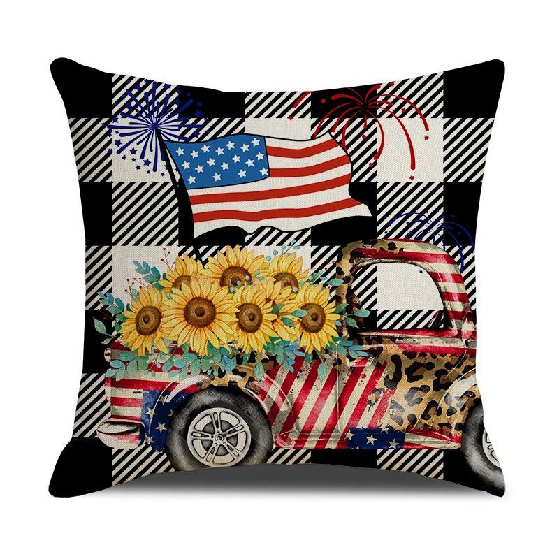4Th Of July Printed Home Decor Pillow Cover Bedroom Living Room Sofa Decoration Polyester Cushion Cover With Zipper