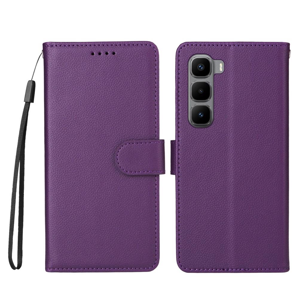 For Infinix Hot 60 Pro+ 4G Case RFID Blocking 3 Card Slots PU Leather Phone Cover with Wrist Strap