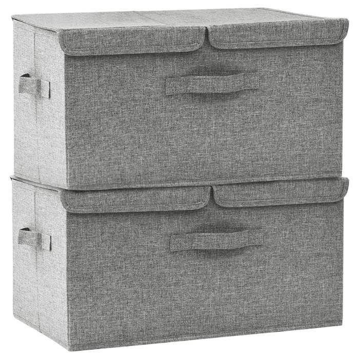 VidaXL Storage Boxes 2 Pcs Fabric 50x30x25 Cm Grey 332915