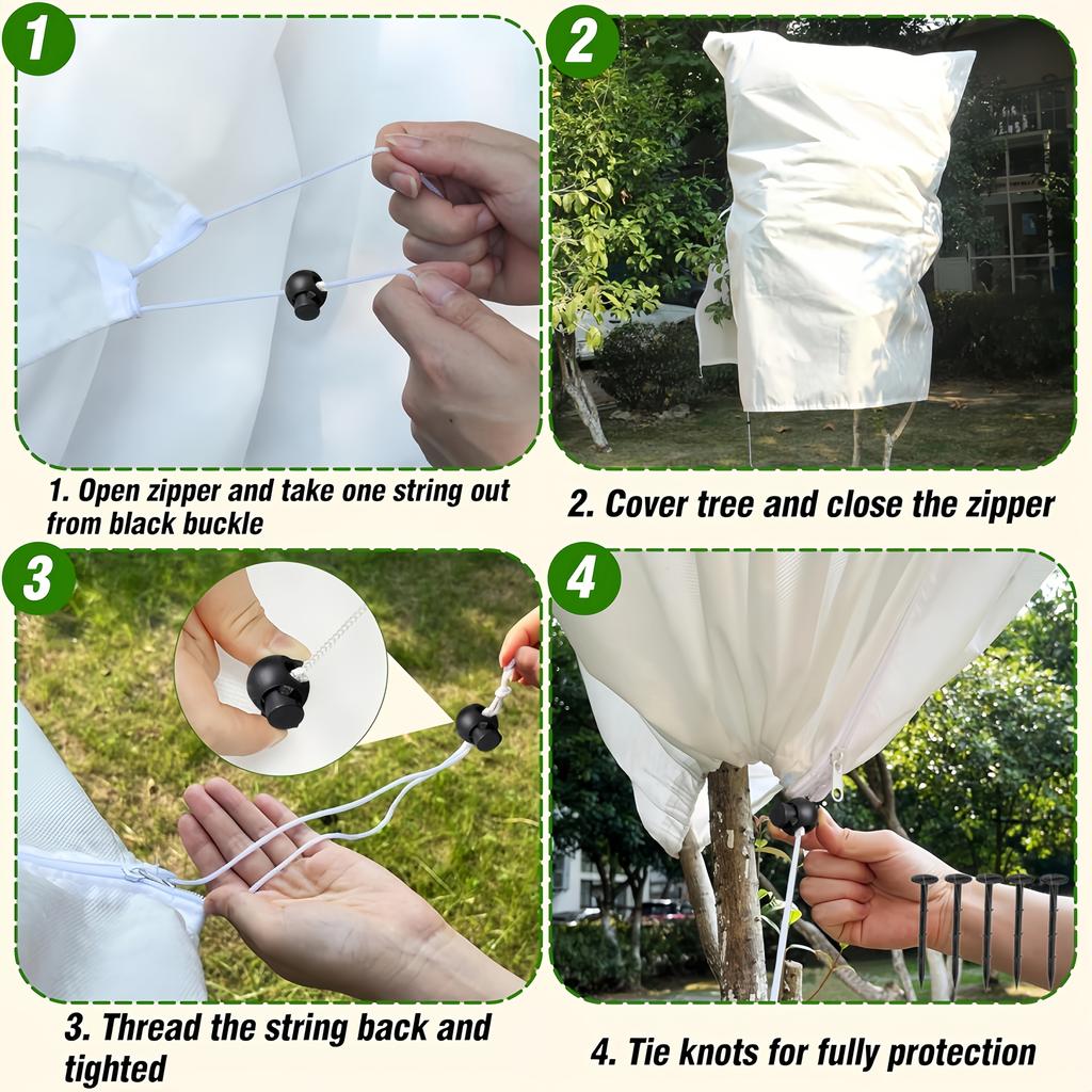 Copertura per Piante Invernale Resistente con Cerniera e Coulisse, Copertura Calda in Pile, Protezione Esterna per Alberi e Arbusti contro il Gelo