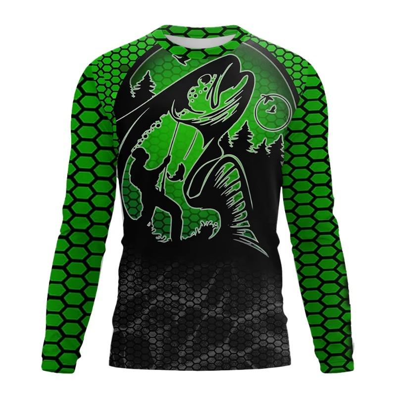 Fishing Shirt Men Summer Outdoor Fishing Clothing Sunscreen Long Sleeve 3D Print Casual Shirts Anti-UV Fishing Shirts