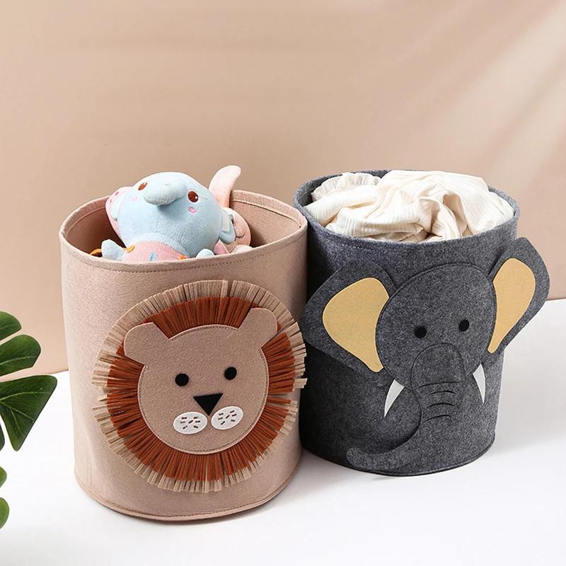 Cartoon large capacity baby toy storage bucket Large Laundry Hamper Kid Toys Storage Basket Clothes Organizer Black basket Box