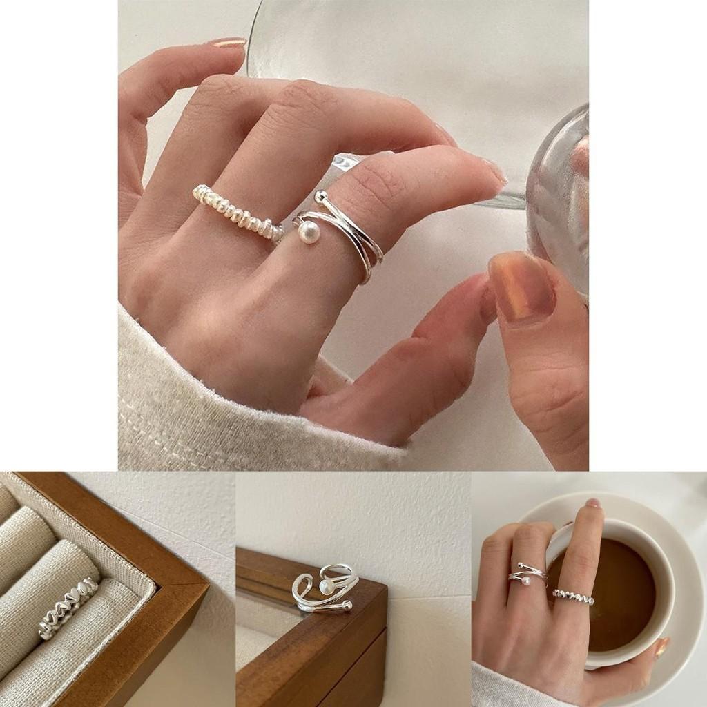 Chic High-end Design Geometric Pearl Ring For Women Stylish Adjustable Finger Jewelry