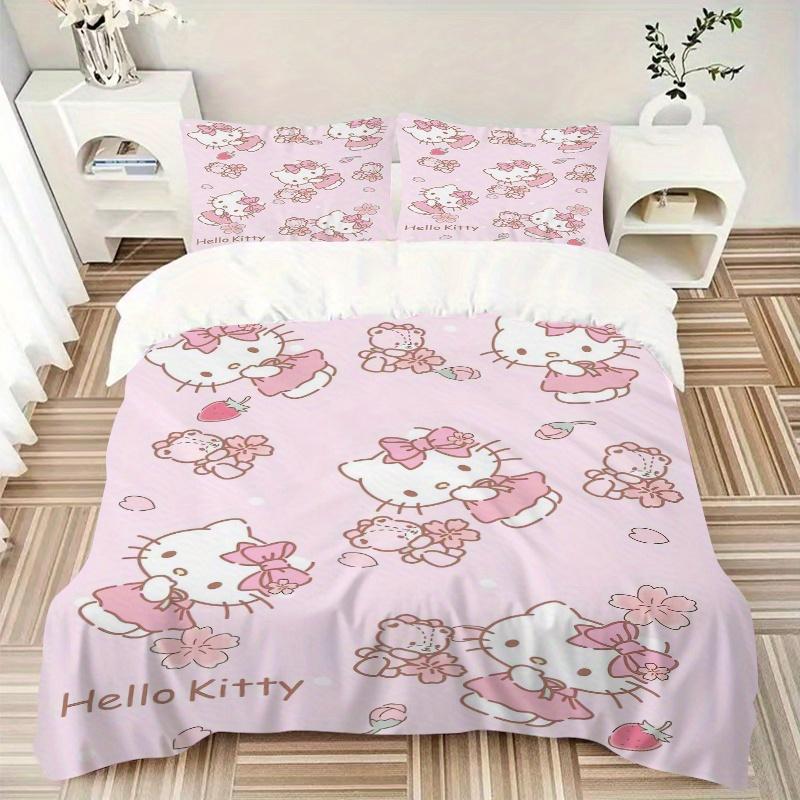 3pcs Pink Theme Hello Kitty Bedding Set - Includes 1 Quilt Cover and 2 Pillowcases, Comfortable Bedding with Stylish Design for Bedroom, Mac
